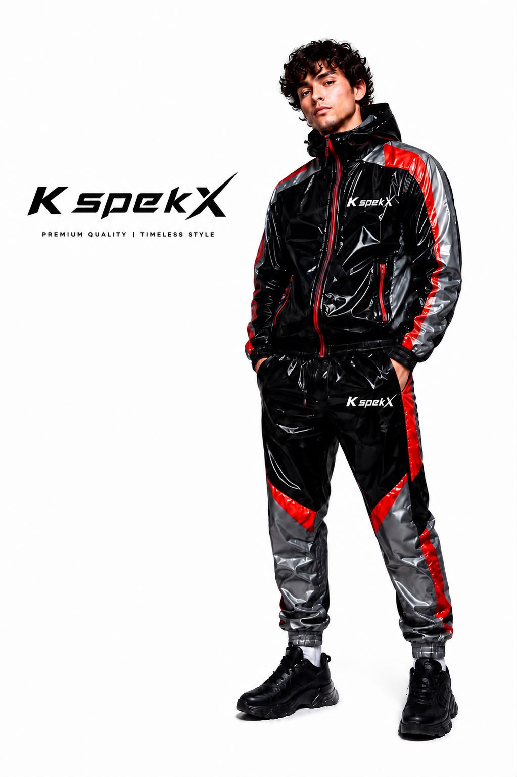 K spekX™ Black Red Silver Gloss Tracksuit